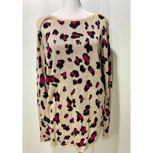 Chico's sweater animal print light knit casual fall winter timeless women's L